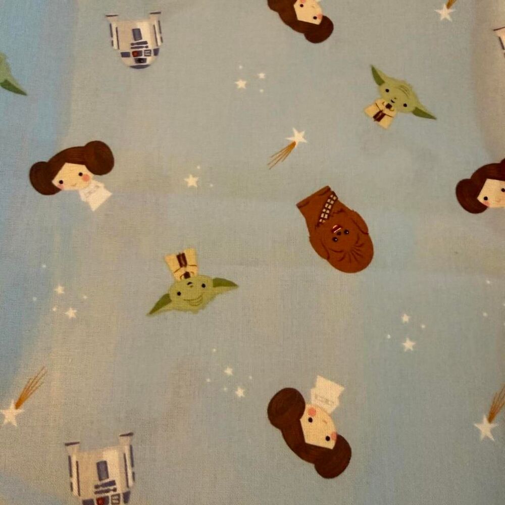 Star Wars Fabric 36"x42" Blue Yoda R2D2 Leia